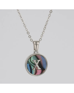 Fashion Patchwork Stainless Steel Necklaces Round 26 Letter Stainless Steel Necklace 