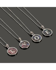 Fashion Patchwork Stainless Steel Necklaces Round 26 Letter Stainless Steel Necklace 