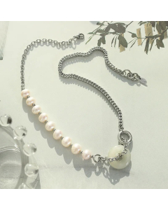 Casual Pearl Plating Stainless Steel Necklaces Solid Color Titanium Steel Necklace 
