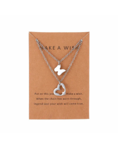 Simple Style Hollow Out Stainless Steel Necklaces Heart Shape Butterfly Stainless Steel Necklace 