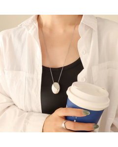 Fashion Plating Stainless Steel Necklaces Oval Titanium Steel Pendant Necklace Colorza