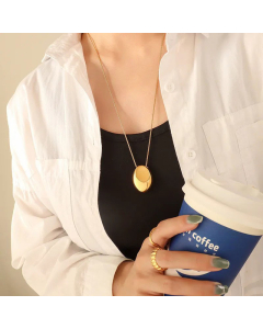 Fashion Plating Stainless Steel Necklaces Oval Titanium Steel Pendant Necklace Colorza