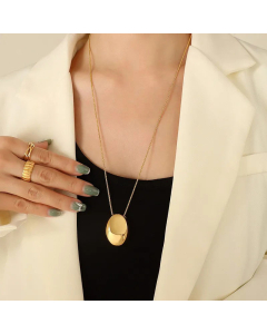 Fashion Plating Stainless Steel Necklaces Oval Titanium Steel Pendant Necklace Colorza