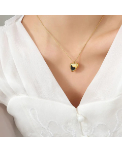 Fashion Enamel Plating Stainless Steel Necklaces Heart Shape Titanium Steel Pendant Necklace 