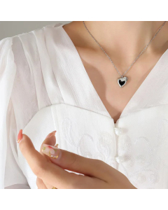 Fashion Enamel Plating Stainless Steel Necklaces Heart Shape Titanium Steel Pendant Necklace 