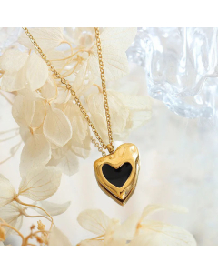 Fashion Enamel Plating Stainless Steel Necklaces Heart Shape Titanium Steel Pendant Necklace 