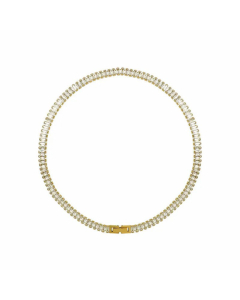Luxurious Square Titanium Steel Choker Plating Inlay Zircon Stainless Steel Necklaces Colorza