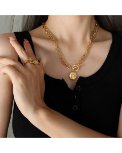 Fashion Portrait Titanium Steel OT Buckle Layered Necklaces Plating Stainless Steel Necklaces