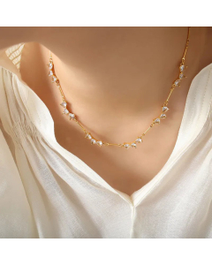 Elegant Inlay Zircon Stainless Steel Necklaces Heart Shape Titanium Steel Necklace