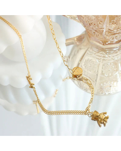 Fashion Plating Stainless Steel Necklaces Bear Titanium Steel Pendant Necklace 
