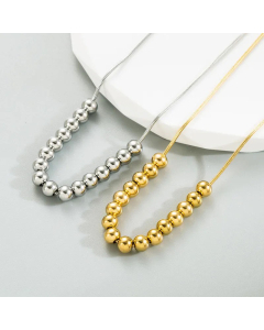 Simple Style Beaded Titanium Steel Necklace Plating Stainless Steel Necklaces Colorza