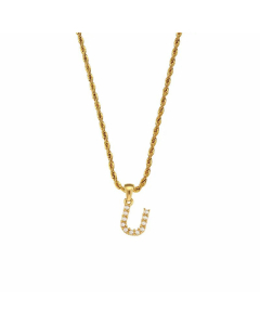 Fashion Plating Inlay Pearl Stainless Steel Necklaces Letter Stainless Steel Pendant Necklace 