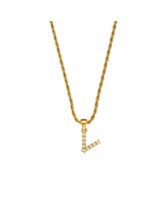 Fashion Plating Inlay Pearl Stainless Steel Necklaces Letter Stainless Steel Pendant Necklace 
