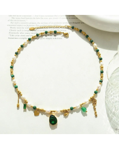 Fashion Tassel Plating Inlay Pearl Zircon Stainless Steel Necklaces Water Droplets Titanium Steel Pendant Necklace