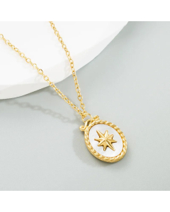 Fashion Ellipse Stainless Steel Necklaces Plating Titanium Steel Pendant Necklace