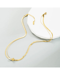 Simple Style Plating Stainless Steel Necklaces Bead Titanium Steel Layered Necklaces Colorza