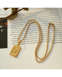 Fashion Plating Stainless Steel Necklaces Letter Titanium Steel Pendant Necklace Colorza