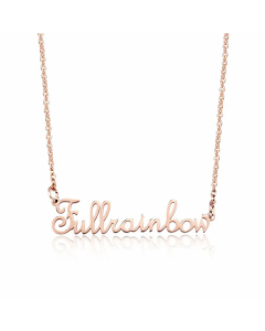 Fashion Butterfly Heart Letter Titanium Steel Plating Metal Chain Necklace-Rose Gold Color-01