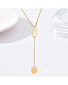 Simple Style Patchwork Tassel Stainless Steel Necklaces Paper Clip Oval Stainless Steel Pendant Necklace Colorza