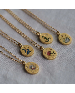 Fashion Round Animal Titanium Steel Pendant Necklace Stoving Varnish Stainless Steel Necklaces