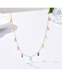 Fashion Colour Water Droplets Stainless Steel Necklace Tassel Stainless Steel Necklaces Colorza