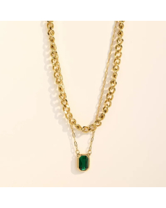 Fashion Layered Necklaces Chain Glass Stainless Steel Necklaces Geometric Titanium Steel 