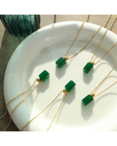 Vintage Gold Plated Stainless Steel Necklaces Rectangle Titanium Steel Pendant Necklace 