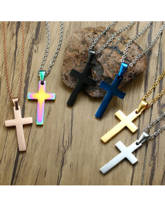 Simple Style Plating Stainless Steel Necklaces Cross Stainless Steel Pendant Necklace 