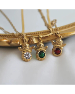 Fashion Plating Inlay Zircon Stainless Steel Necklaces Angel Stainless Steel Pendant Necklace 