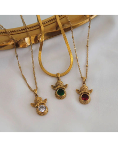 Fashion Plating Inlay Zircon Stainless Steel Necklaces Angel Stainless Steel Pendant Necklace 