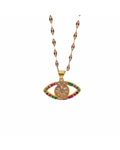 Fashion Inlay Zircon Stainless Steel Necklaces Eye Titanium Steel Pendant Necklace 