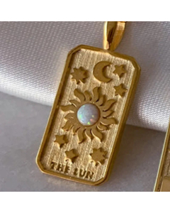 Fashion Star Moon Tag Titanium Steel Pendant Necklace Inlay Artificial Gemstones Stainless Steel Necklaces