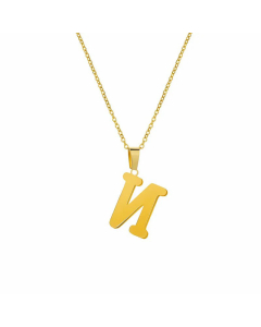Simple Style Plating Stainless Steel Necklaces Letter Titanium Steel Pendant Necklace Colorza