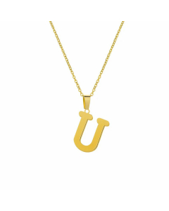 Simple Style Plating Stainless Steel Necklaces Letter Titanium Steel Pendant Necklace Colorza