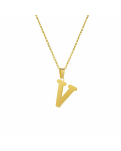 Simple Style Plating Stainless Steel Necklaces Letter Titanium Steel Pendant Necklace Colorza