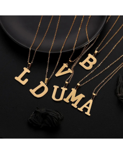 Simple Style Plating Stainless Steel Necklaces Letter Titanium Steel Pendant Necklace Colorza