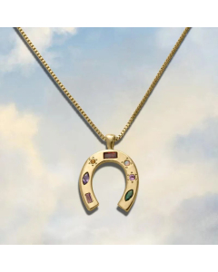Fashion Plating Inlay Artificial Gemstones Stainless Steel Necklaces U Shape Stainless Steel Pendant Necklace 