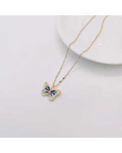 Pastoral Plating Stainless Steel Necklaces Butterfly Titanium Steel Pendant Necklace Colorza