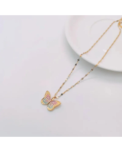 Pastoral Plating Stainless Steel Necklaces Butterfly Titanium Steel Pendant Necklace Colorza