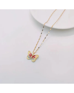 Pastoral Plating Stainless Steel Necklaces Butterfly Titanium Steel Pendant Necklace Colorza