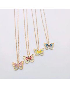 Pastoral Plating Stainless Steel Necklaces Butterfly Titanium Steel Pendant Necklace Colorza
