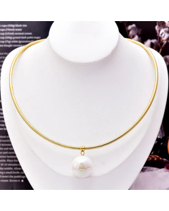 Fashion Large Pearl Titanium Steel Pendant Necklace Plating Stainless Steel Necklaces