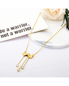 Fashion Inlay Zircon Stainless Steel Necklaces Butterfly Titanium Steel Pendant Necklace Colorza