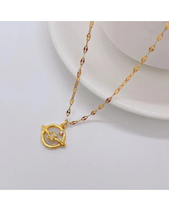 Fashion Inlay Zircon Stainless Steel Necklaces Star Titanium Steel Pendant Necklace Colorza