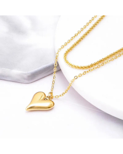 Fashion Heart Shape Titanium Steel Plating Stainless Steel Necklaces Layered Necklaces