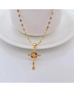 Fashion Inlay Zircon Stainless Steel Necklaces Cross Titanium Steel Pendant Necklace Colorza