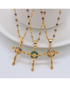 Fashion Inlay Zircon Stainless Steel Necklaces Cross Titanium Steel Pendant Necklace Colorza