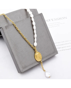 Fashion Portrait Titanium Steel Pendant Necklace Pearl Stainless Steel Necklaces Colorza