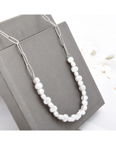Fashion Baroque Irregular Pearl Titanium Steel Necklace Beaded Stainless Steel Necklaces Colorza