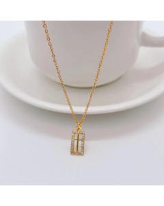 Fashion Plating Zircon Stainless Steel Necklaces Square Cross Titanium Steel Pendant Necklace Colorza